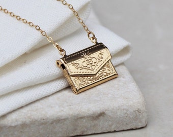 Postcard Necklace Heart 'I Love You' Friendship Vintage Brass Charm UK Seller Postcard Necklace Heart 'I Love You' Friendship Vintage Brass Charm UK Seller