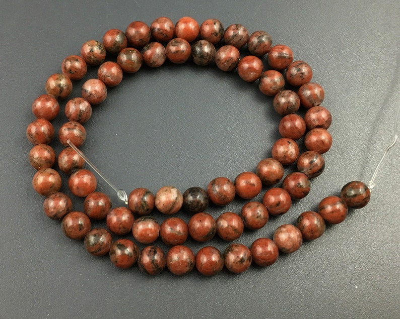 Red Sesame Jasper Beads Natural Gemstone Beads Round Semi Etsy