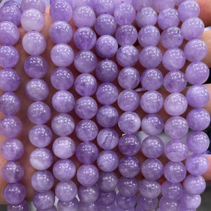 Genuine Purple Jade Beads, Natural Gemstone Beads, Round Stone Beads 6mm 8mm 10mm