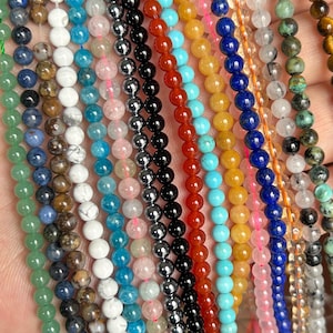 4mm Beads Natural Crystal Citrine Turquoise Opal Jasper Malachite Carnelian Apatite Selenite Sunstone Spinel Shungite Beads 15''