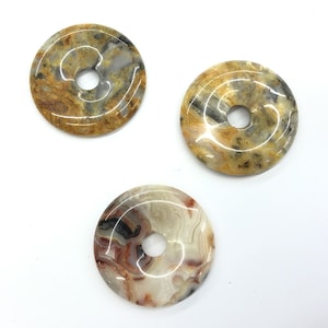 Crazy Lace Ágata Donut Contas Pedra Natural Contas Pingente Para Fazer Jóias 30 mm 40 mm 50 mm 1pc