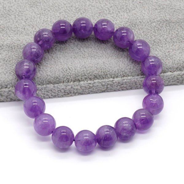 Women Bracelet, Amethyst Bracelet Crystal Bracelet Stone Beads Bracelet 4mm 6mm 8mm 10mm 12mm 8''