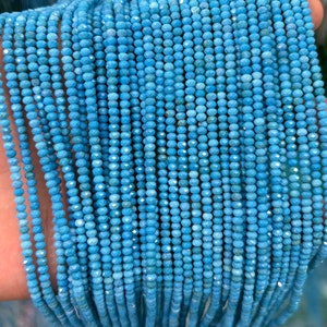 Blue Turquoise Faceted Beads, Natural Gemstone Beads,  Nice Cut Rondelle Stone Beads 2x3mm 15&#39;&#39;
