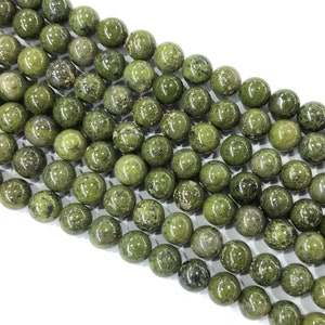 Green Epidote Stone Beads, Natural Gemstone Beads 6mm 8mm 10mm 15''