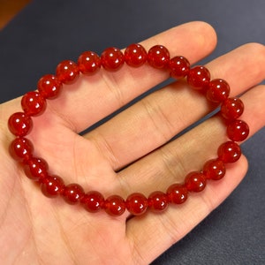 Red Carnelian Bracelet, Women Bracelet, Natural Stone Beads Bracelet 4mm 6mm 8mm 10mm 12mm 7&#39;&#39; 8&#39;&#39;