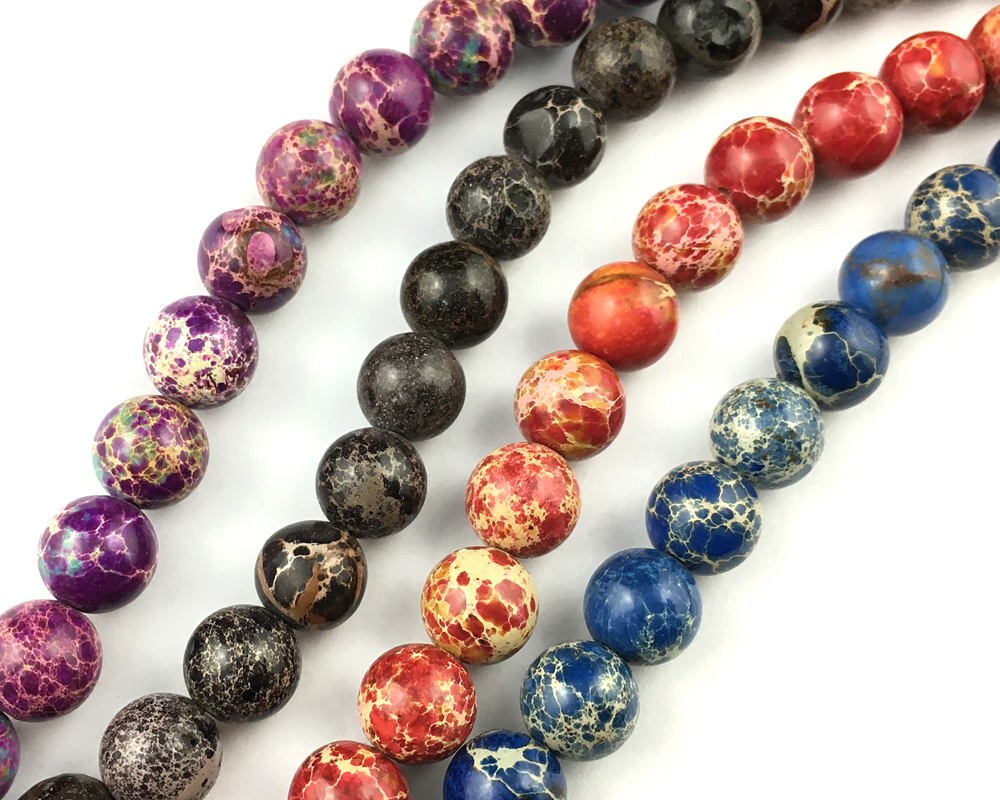 Natural Impression Jasper Beads Jasper Gemstone Beads Blue Etsy