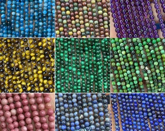 Wholesale 4mm Beads Natural Crystal Citrine Turquoise Opal Jasper Malachite Carnelian Apatite Selenite Sunstone Spinel Shungite Bead 15&#39;&#39;