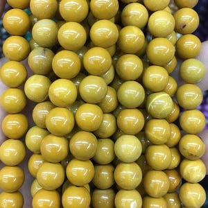 A Yellow Jasper Beads, Natural Gemstone Beads, Round Stone Beads 6mm 8mm 10mm 15&#39;&#39;