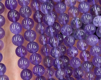 Amethyst Stone Beads, Purple Crystal Beads, Natural Gemstone Beads 4mm 6mm 8mm 10mm 15''
