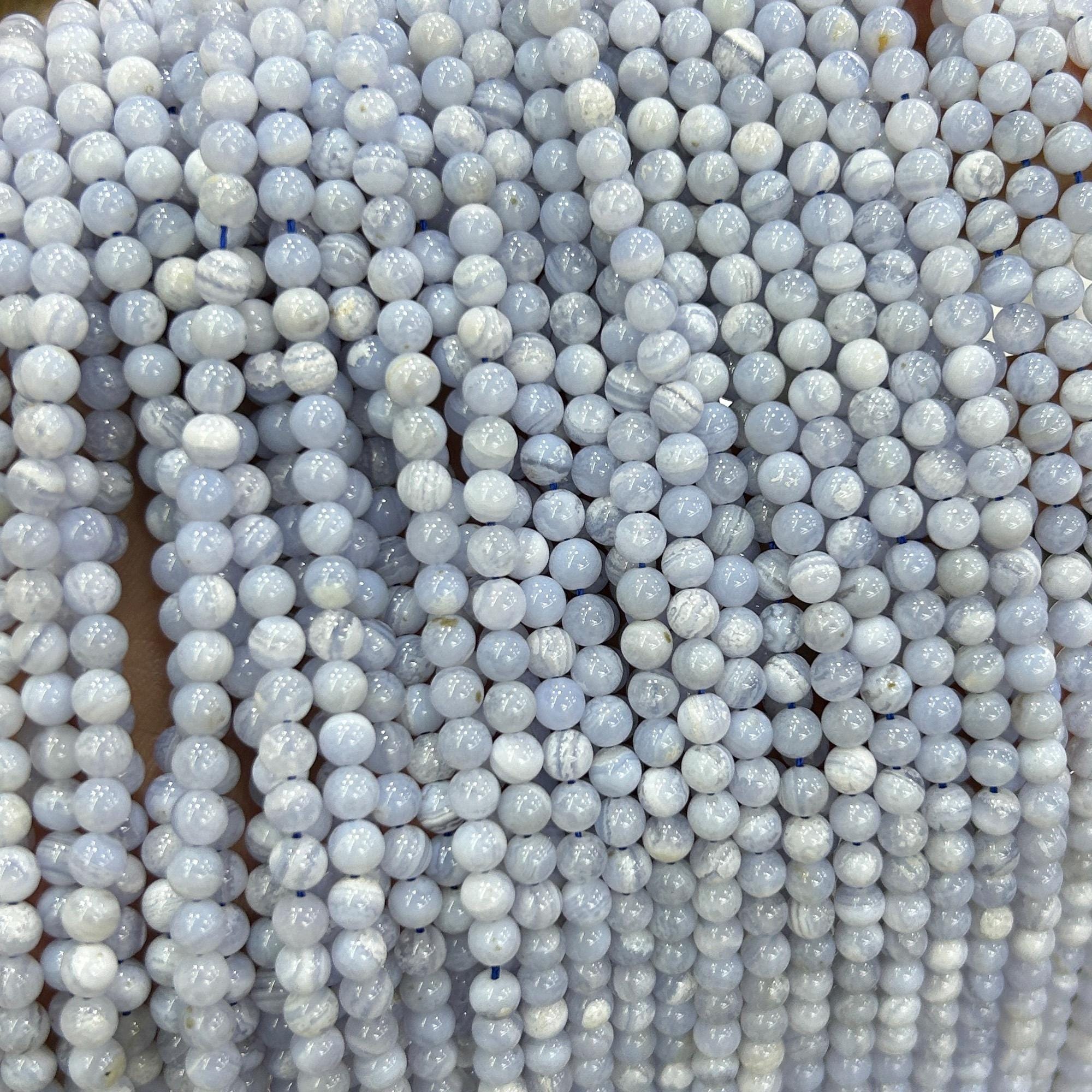 Blau Weiß Jade Edelstein Rund 4 MM 6 MM 8 MM 10 MM Lose Perlen BULK LOT 1,2,6,12 Und 50 (D567