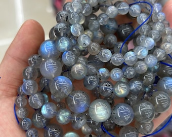 Blue Flash Labradorite Bracelet For Women, Natural Stone Beads Bracelet For Gift 6mm 8mm 10mm 7.5''