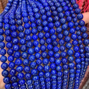 AAA Lapis Lazuli Beads, Natural Gemstone Beads, Round Genuine Stone Beads 4mm 6mm 8mm 10mm 15&#39;&#39;