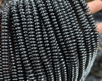 Hematite Rondelle Stone Beads, Natural Gemstone Beads For Jewelry 3mm 4mm 6mm 8mm 10mm 15''