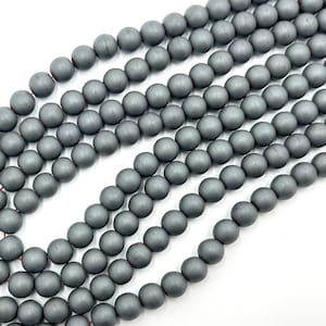 Hematite Matte Beads, Natural Gemstone Beads, Round Stone Beads 2mm 3mm 4mm 6mm 8mm 10mm 15''