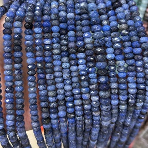 Dumortierite Faceted Beads Natural Gemstone Beads Rondelle Blue Stone Beads 4x6mm 5x8mm 15&#39;&#39;