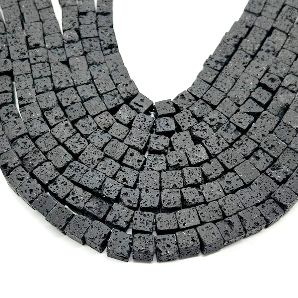 Lava Cube Beads, Natural Gemstone Beads, Loose Spacer Beads For Jewelry Making 6mm 8mm 10mm 15''