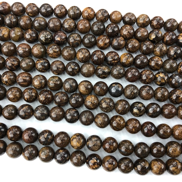 Perles de bronzite, pierres précieuses naturelles 4 mm 6 mm 8 mm 10 mm 12 mm 15 po.