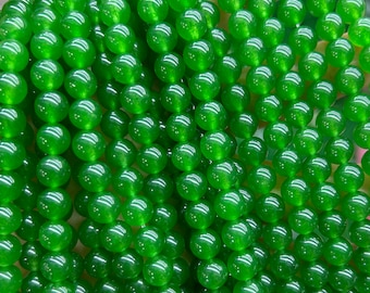 Perle di giada verde naturale Perle di pietre preziose Perle di pietra rotonde Per la creazione di gioielli 4 mm 6 mm 8 mm 10 mm 15''