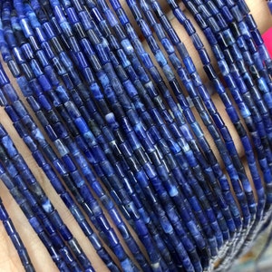 2x4mm A Sodalite Tube Beads, Natural Gemstone Beads, Spacer Stone Beads 15&#39;&#39;