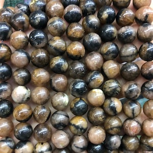 Brown Chiastolite Beads, Natural Gemstone Beads, Round Stone Beads 6mm 8mm 10mm 12mm 15''