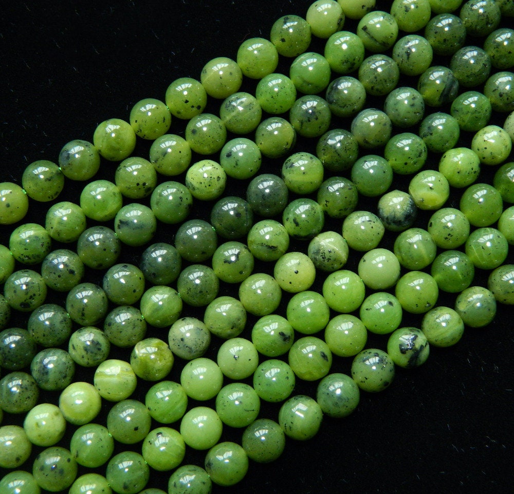6mm Canadian Jade Beads Natural Gemstone Beads Smooth Round Etsy