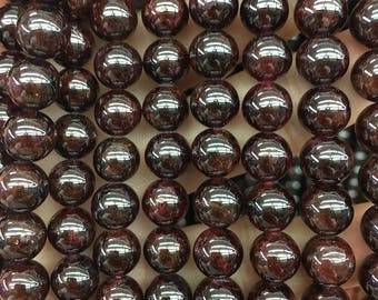 Garnet Stone Beads, Natural Gemstone Beads,  4mm 6mm 8mm 10mm 12mm 15''