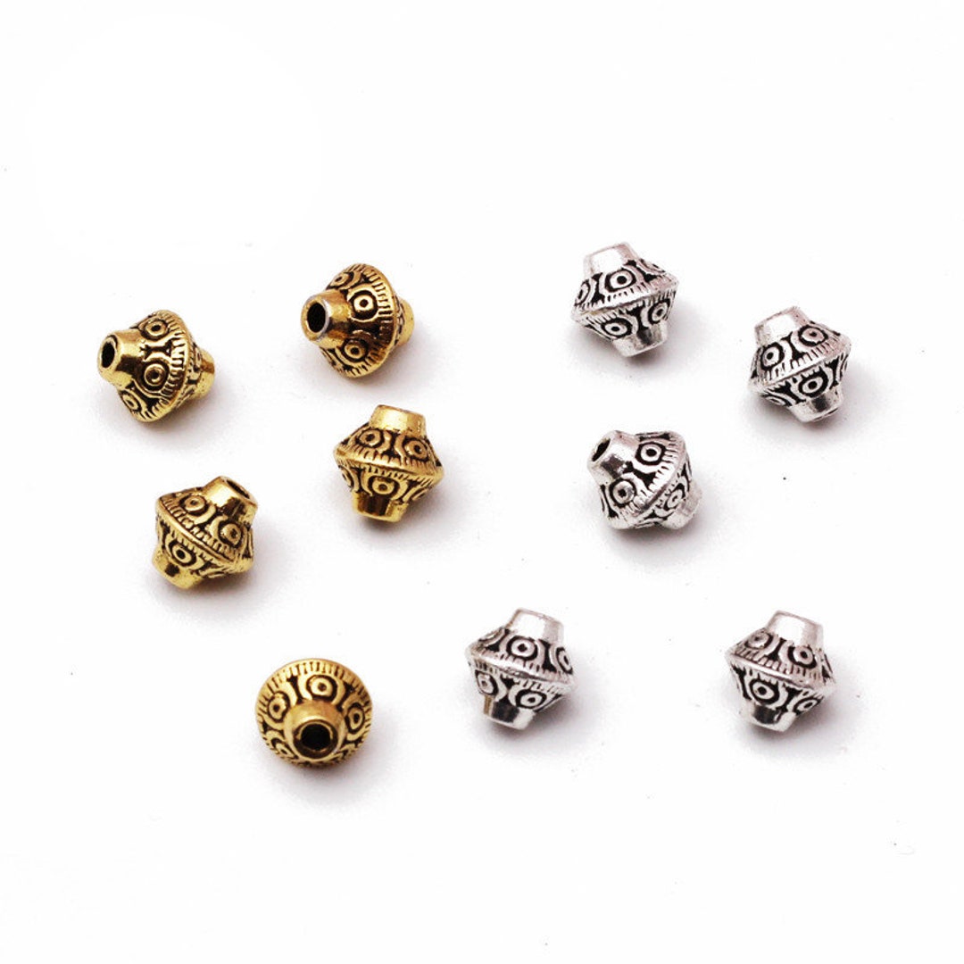 WHOLESALE LOT OF 6 SPARKLY BEADS GOLD/SILVERTONE SPACERS STRETCH