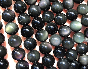 A Rainbow Obsidian Beads, Natural Gemstone Beads, Round Stone Beads 6mm 8mm 10mm 12mm 14mm 16mm 18mm 15&#39;&#39;