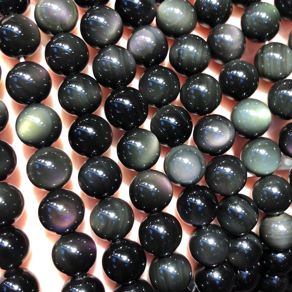 A Perles d'obsidienne arc-en-ciel, Perles de pierres précieuses naturelles, Perles de pierre rondes 6 mm 8 mm 10 mm 12 mm 14 mm 16 mm 18 mm 15 pouces