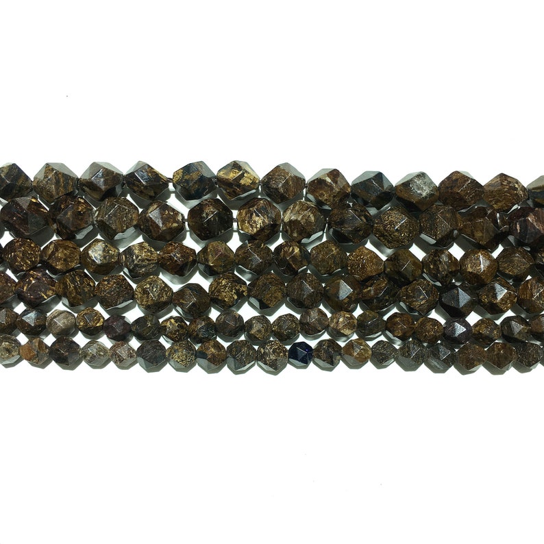 Bronzite Faceted Beads Natural Gemstone Beads Nugget Stone Beads For Jewelry Making 6mm 8mm 10mm 15/'/'
