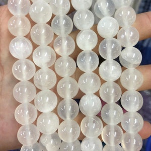White Calcite Beads, Natural Gemstone Beads, Round Stone Beads 4mm 6mm 8mm 10mm 12mm 15&#39;&#39;
