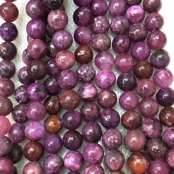 Purple Lepidolite Beads, Natural Gemstone Beads, Round Stone Beads For Jewelry Making 6mm 8mm 10mm 15''