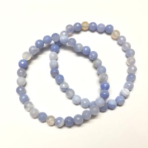 Women Bracelet, Blue Agate Beads Bracelet,  Faceted Beads Bracelet, Stone Beads Bracelet 6mm 8mm 10mm 8&#39;&#39;