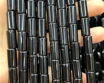 Black Onyx Tube Beads, Natural Gemstone Beads, Stone Beads For Jewelry Making 4x8mm 4x13mm 6x16mm 8x16mm 8x20mm 15''