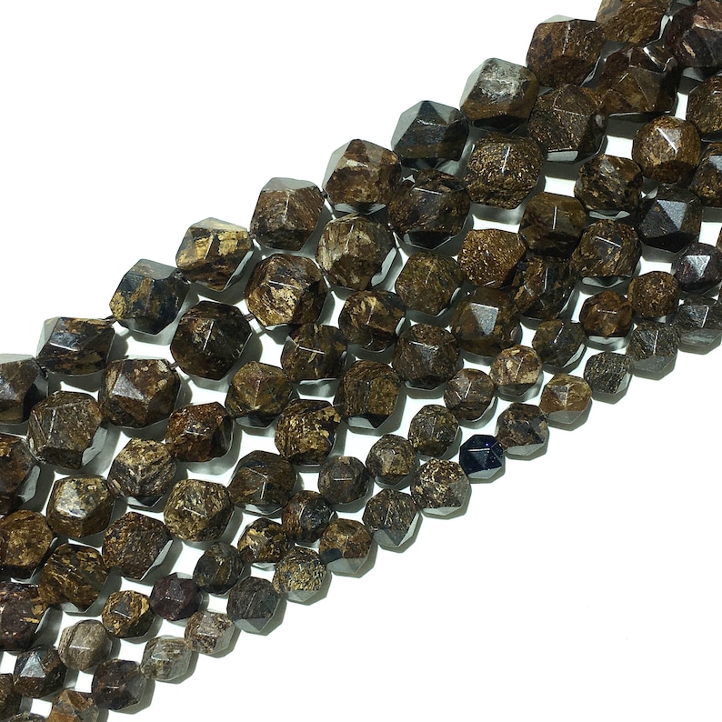 Bronzite Faceted Beads Natural Gemstone Beads Nugget Stone Beads For Jewelry Making 6mm 8mm 10mm 15/'/'