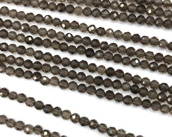 Smoky Quartz Faceted Beads Brown Crystal Beads Natural Gemstone Beads Round Stone Beads For Jewelry Making 2mm 3mm 4mm 15''