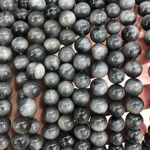 Black Gray Hawk Eye Stone Beads Natural Gemstone Beads Round Beads For Jewelry Making 6mm 8mm 10mm 15&#39;&#39;