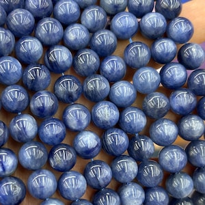 Genuine Kyanite Crystal Beads 100% Natural Gemstone Beads Blue Stone Beads Round Beads 6mm 8mm 10mm 15''