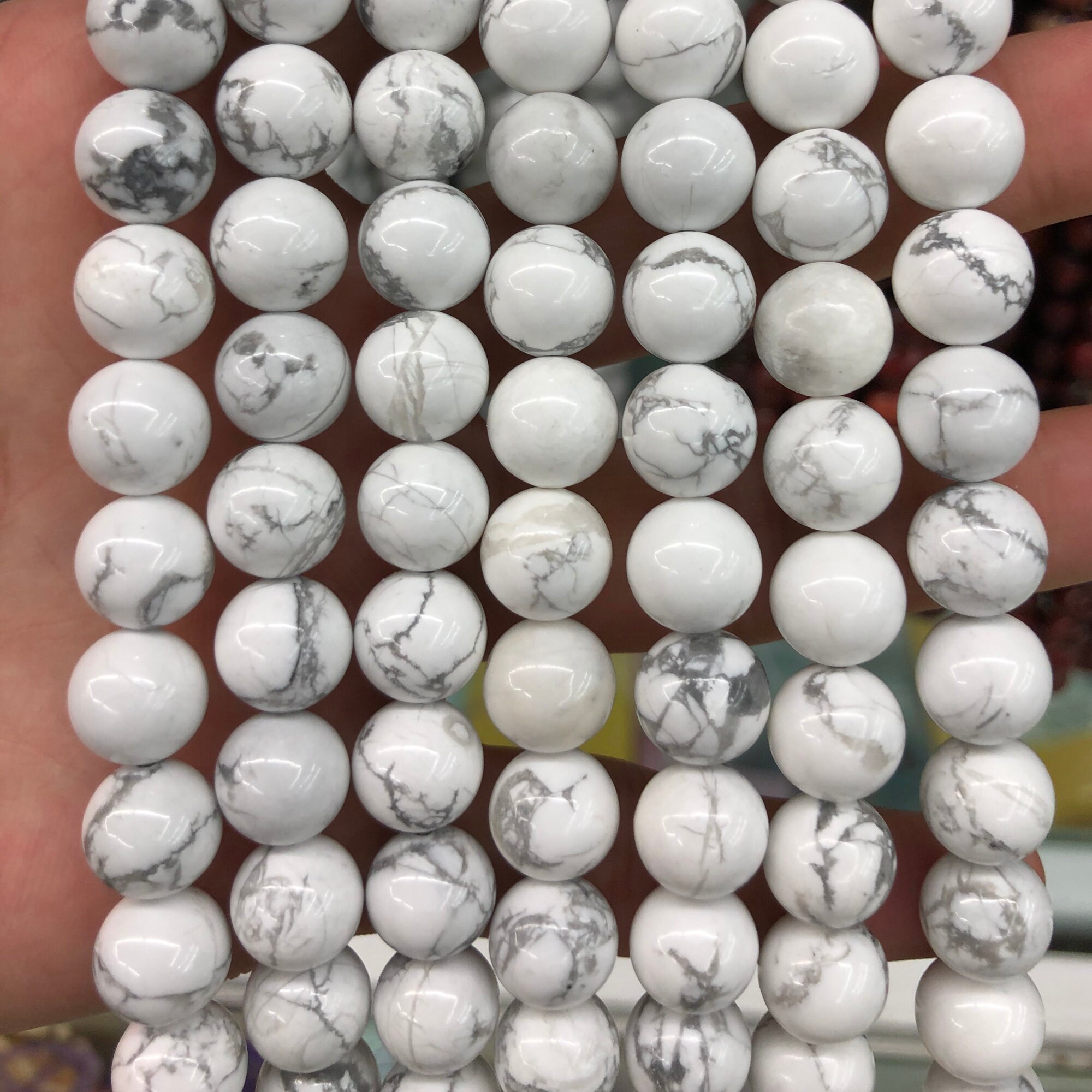Howlite White Howlite Stone Beads, Natural Gemstone Beads 4mm 6mm 8mm 10mm 12mm ...