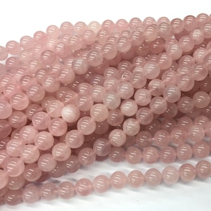Genuine Rose Quartz Stone Beads, Natural Gemstone Beads, Round Loose Beads 6mm 8mm 10mm 15&#39;&#39;