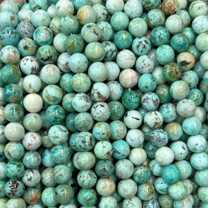 Natural Peruvian Turquoise Beads Round Gemstone Beads Stone Beads For Jewelry Making 6mm 8mm 10mm 15&#39;&#39;
