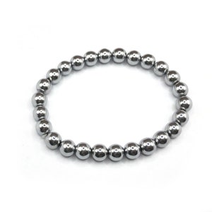 Silver Hematite Bracelets, Women Men Bracelet, Beads Bracelets 4mm 6mm 8mm 10mm 8&#39;&#39;