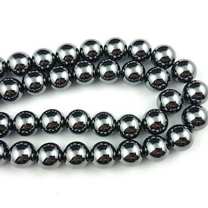 Black Hematite Beads, Natural Gemstone Beads, Round Stone Beads 2mm 3mm 4mm 6mm 8mm 10mm 12mm 15&#39;&#39;