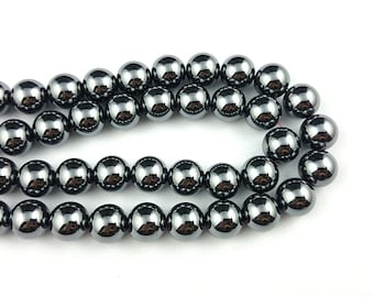 Black Hematite Beads, Natural Gemstone Beads, Round Stone Beads 2mm 3mm 4mm 6mm 8mm 10mm 12mm 15&#39;&#39;
