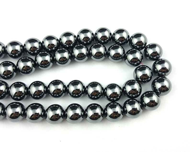 Black Hematite Beads Natural Gemstone Beads Round Stone Etsy