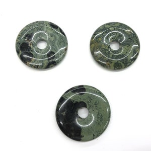 Contas de donut de jaspe kambaba verde, pingente de donut de pedra natural para joias, 30 mm, 40 mm, 50 mm, 1 peça