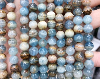 Blue Calcite Beads, Natural Gemstone Beads, Round Calcite Stone Beads 6mm 8mm 10mm 12mm 15''