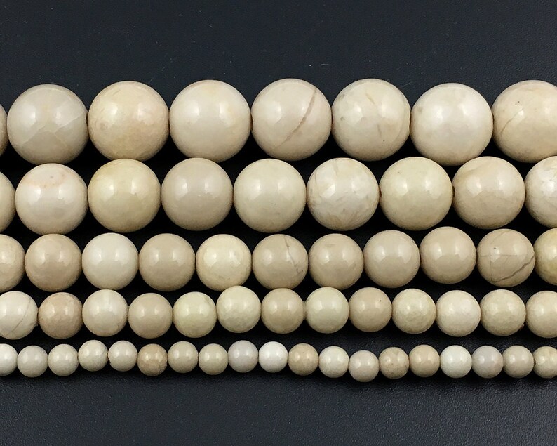 Natural Ivory White Fossil Jasper Beads Stone Beads Round Etsy