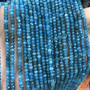 Blue Apatite Faceted Beads Natural Gemstone Beads Nice Cut Rondelle Stone Beads For Jewelry Making 2x4mm 15&#39;&#39;