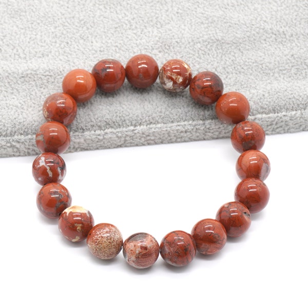 Men Bracelet, Women Bracelet, Red Jasper Bracelet, Stone Beads Bracelet 6mm 8mm 10mm Regular quality 8''